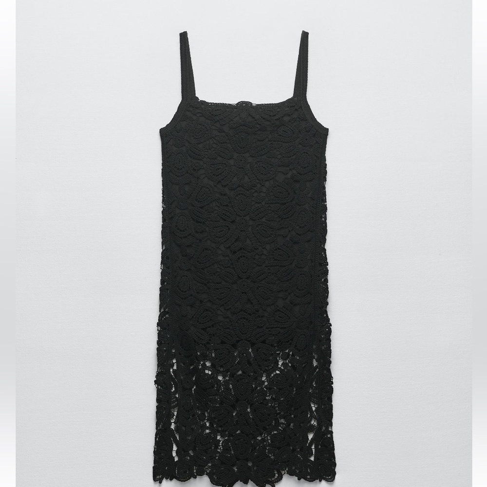 Black Crochet Zara Dress with Slip dress attached
